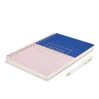 PU pocket spiral notebook, spiral notebook with gold stamp logo